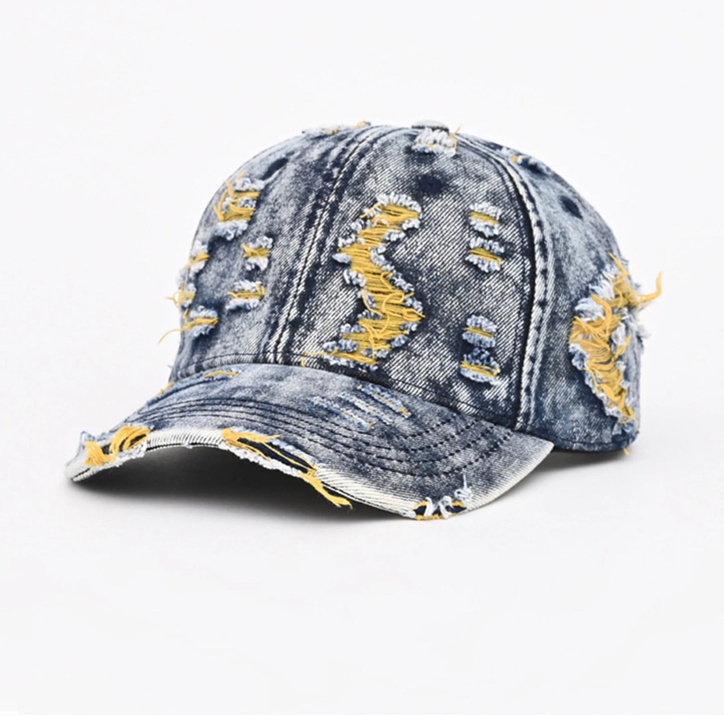 Retro Frayed Denim Adjustable Distressed Baseball Cap