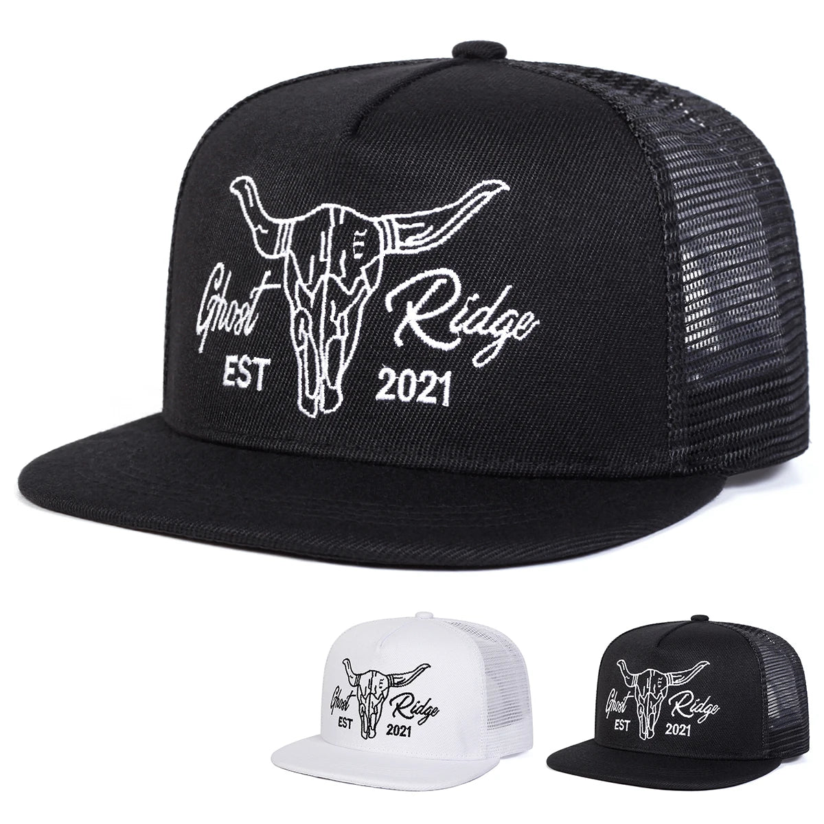 Unisex Ox Head Letter Embroidery Hip-hop Net Hats