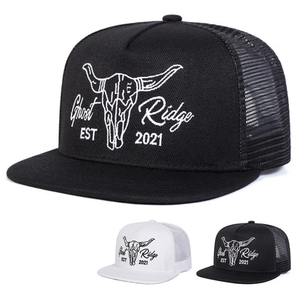 Unisex Ox Head Letter Embroidery Hip-hop Net Hats