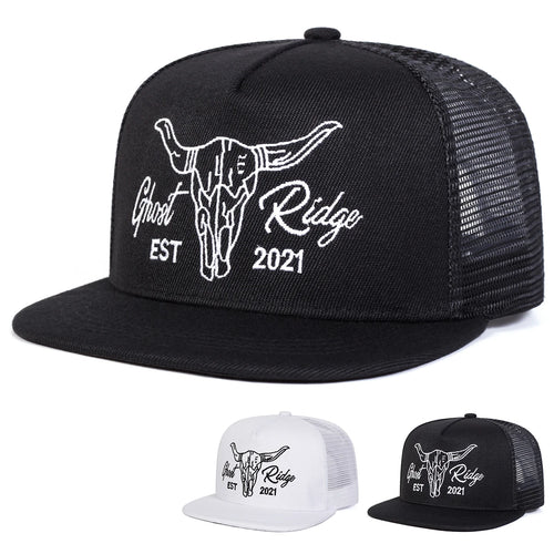 Unisex Ox Head Letter Embroidery Hip-hop Net Hats