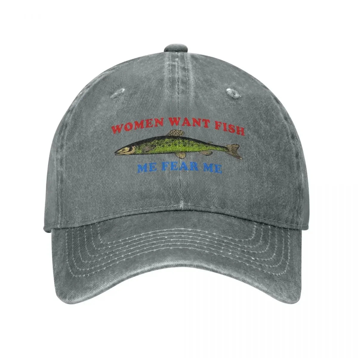 Women Want Fish Me Fear Me Vintage Baseball Cap Unisex