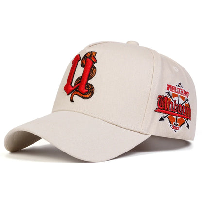 Unisex U Letter Snake Embroidery Baseball Caps