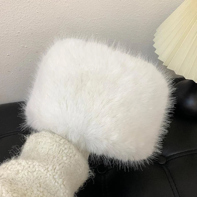 Mongolian Plush Winter Bucket Hat Women Ear Protection Warm Cap