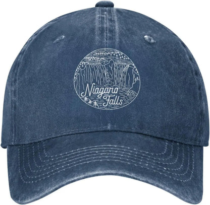 Niagara Falls Graphic Distressed Denim Baseball Cap