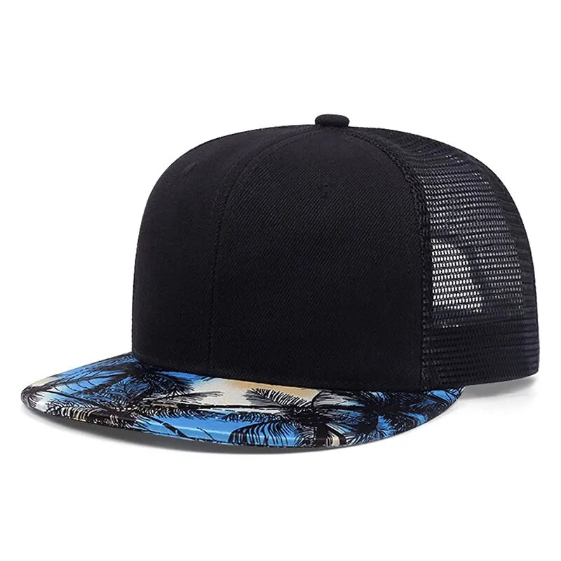 Blue Coconut Tree Snapback Hat Unisex