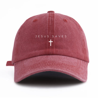 Jesus Saves Print Washed Baseball Cap
