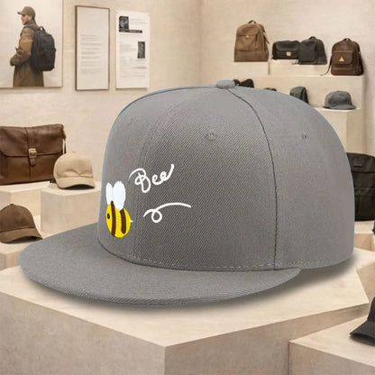 Bee Graphic Streetwear Flat Brim Snapback Cap
