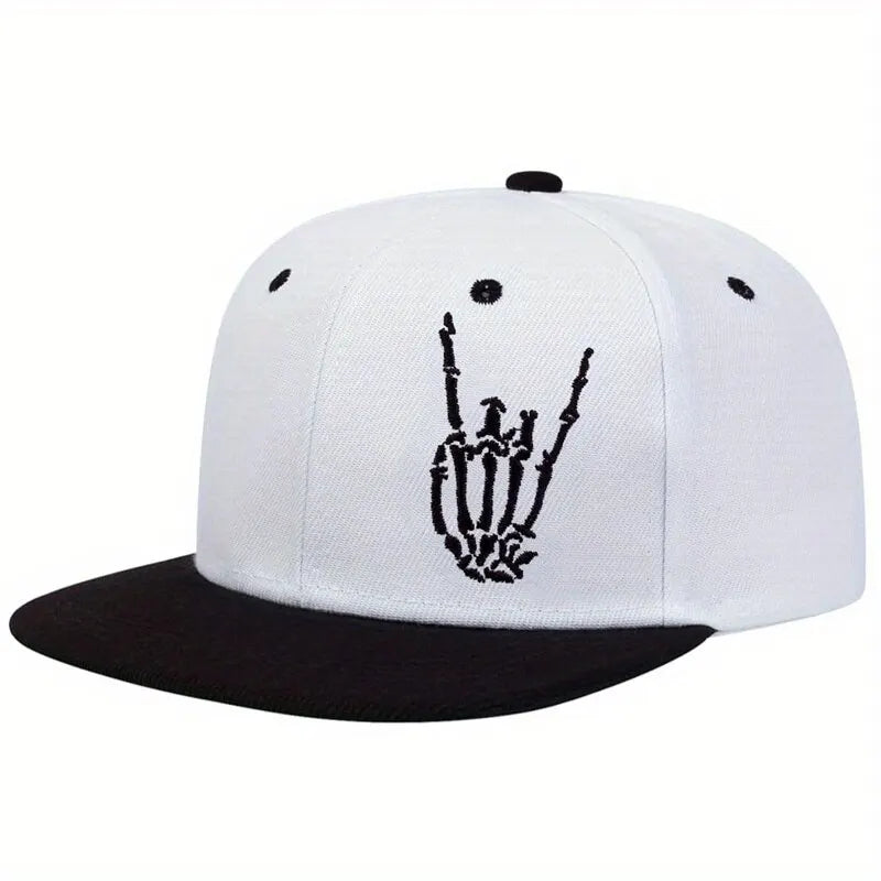 Unisex Skeleton Finger Rose Embroidery Hip-hop Hats