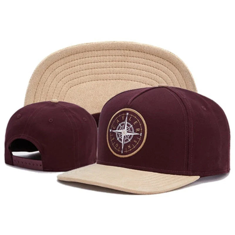 Fashion Compass Embroidery Button Duck Tongue Hat