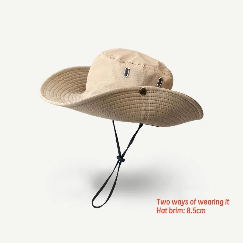 Summer Men Bucket Hat Outdoor UV Protection Wide