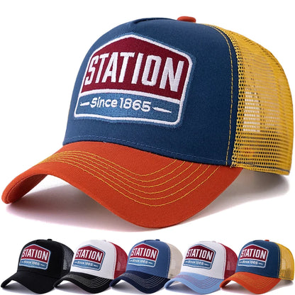 Station Letter Mesh Trucker Baseball Cap
