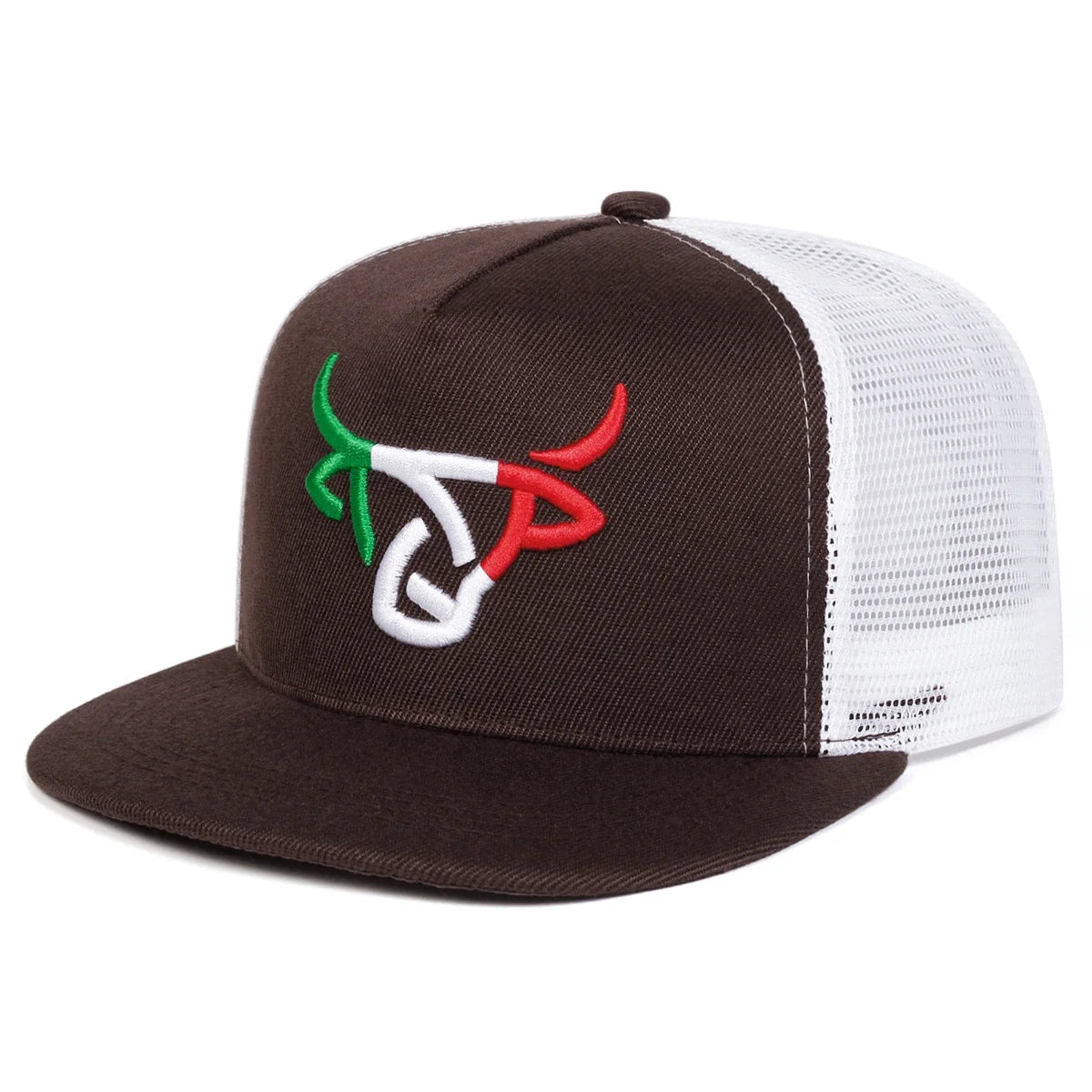 Unisex Ox Head Embroidered Mesh Hip Hop Snapback Cap