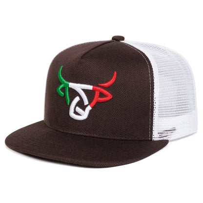 Unisex Ox Head Embroidered Mesh Hip Hop Snapback Cap