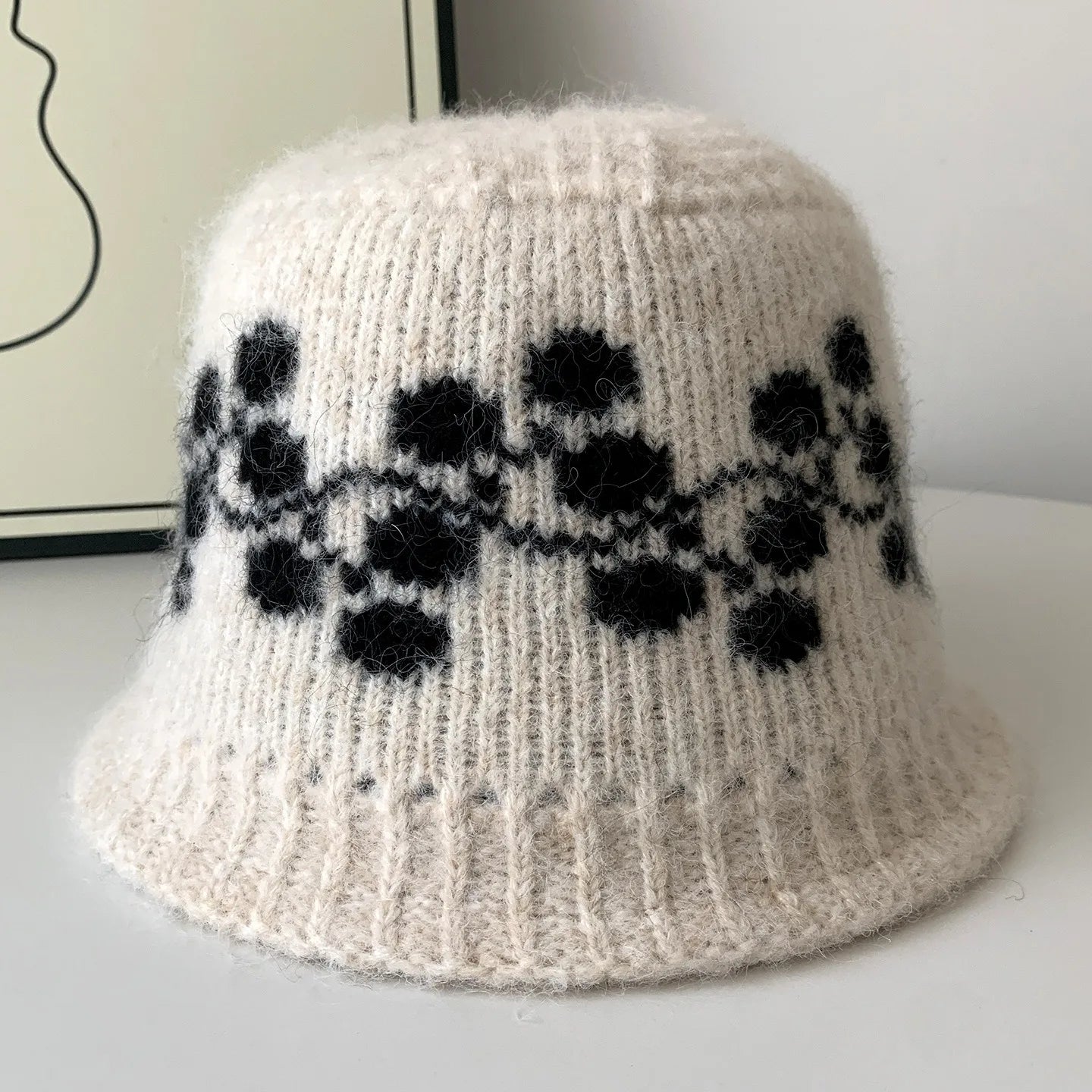 Fair Isle Knit Wool Bucket Hat