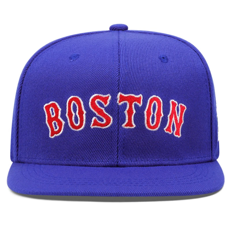 Boston Flat Edge Letter Embroidery Baseball Snapback Cap