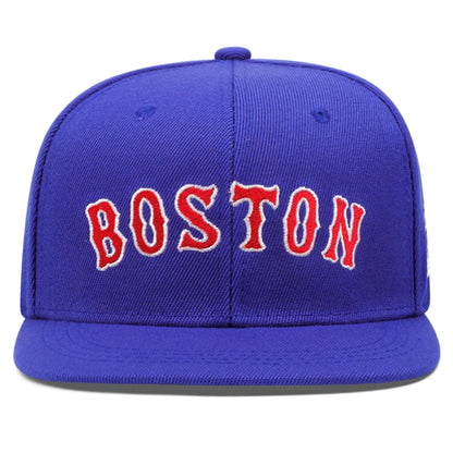 Boston Flat Edge Letter Embroidery Baseball Snapback Cap