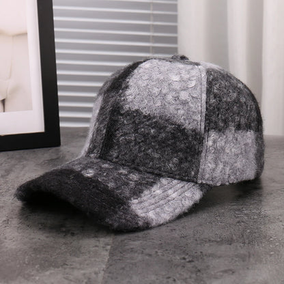Plaid Adjustable Casual Baseball Cap Versatile Windproof Black White