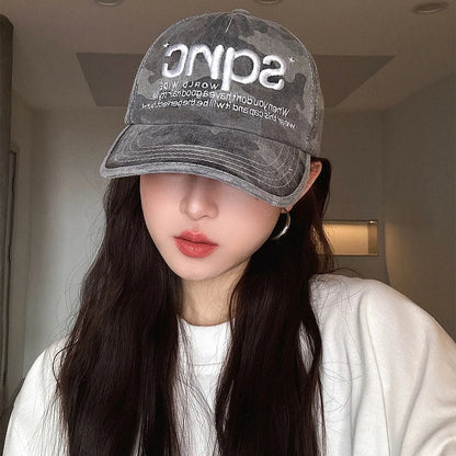 American Style Camo Embroidery Versatile Baseball Cap