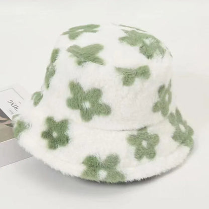 Women’s Floral Faux Fur Winter Bucket Hat