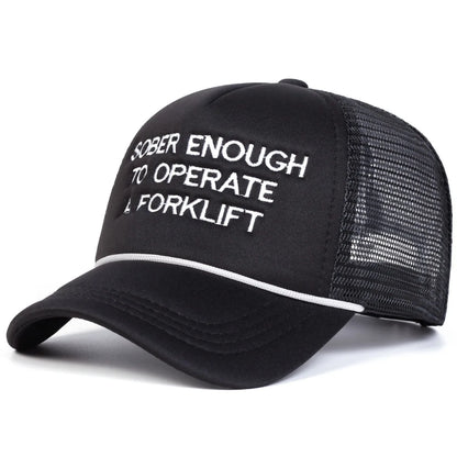 Retro Letter Embroidered Breathable Mesh Cap