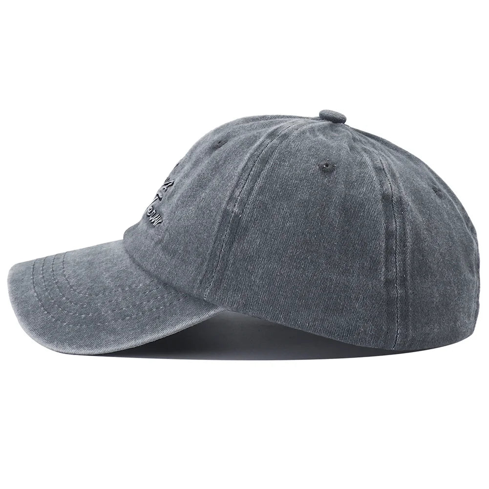 Unisex Letter Embroidery Washed Cotton Baseball Cap