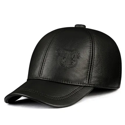 Genuine Leather Winter Baseball Cap
