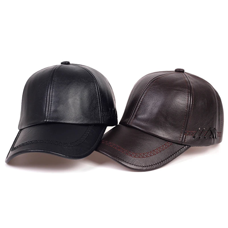 Fashion Winter Leather Baseball Cap