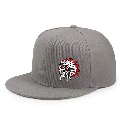 Native American Skull Headdress Outdoor Snapback Cap