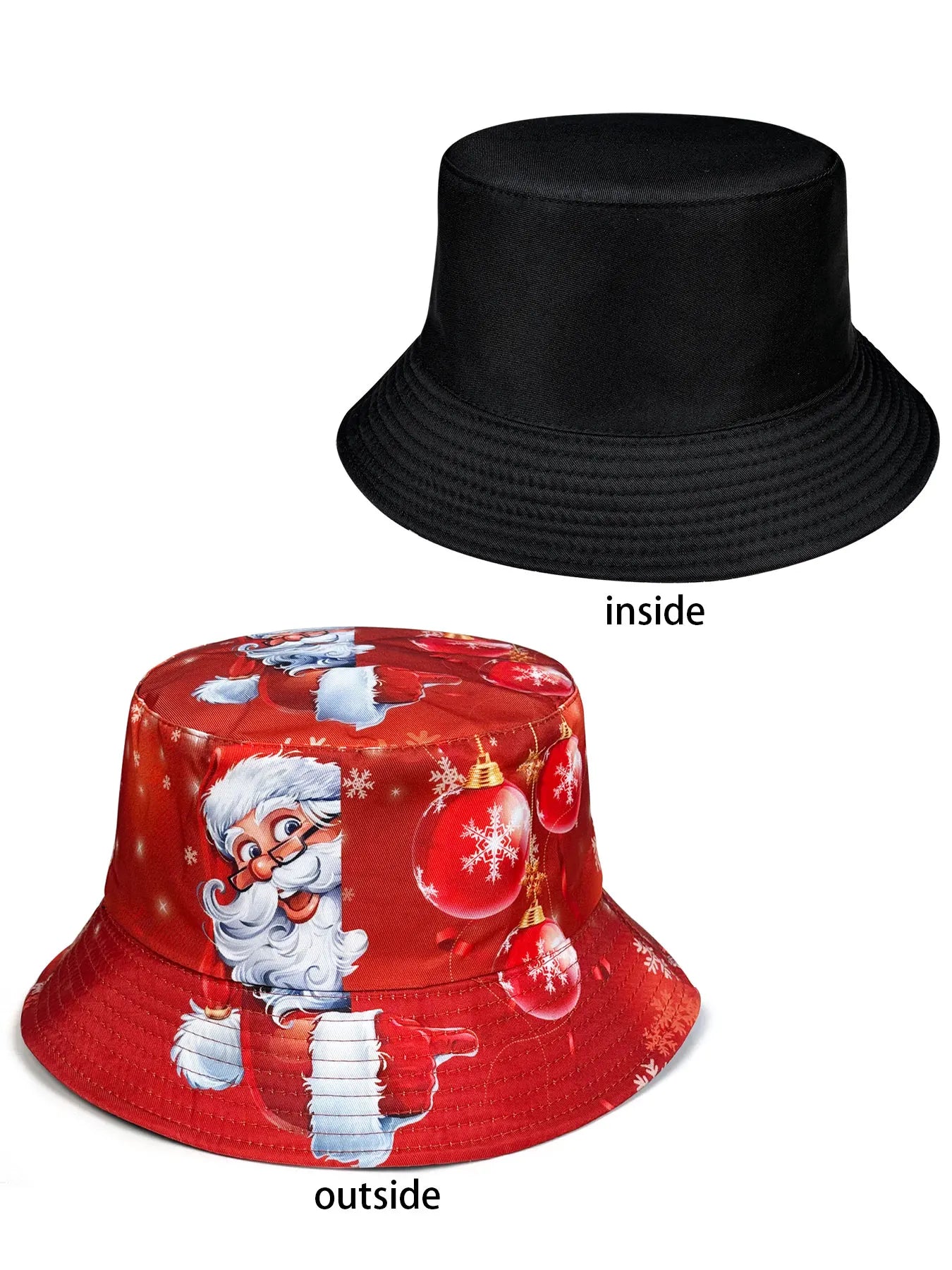 Christmas Santa Snowflake Reversible Bucket Hat