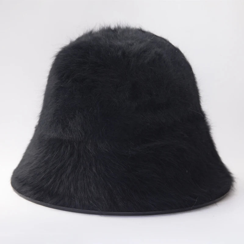 Faux Fur Plush Cloche Bucket Hat
