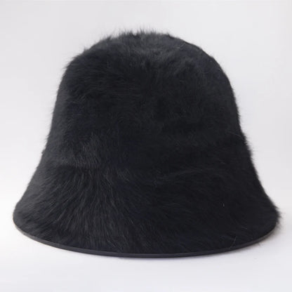 Faux Fur Plush Cloche Bucket Hat