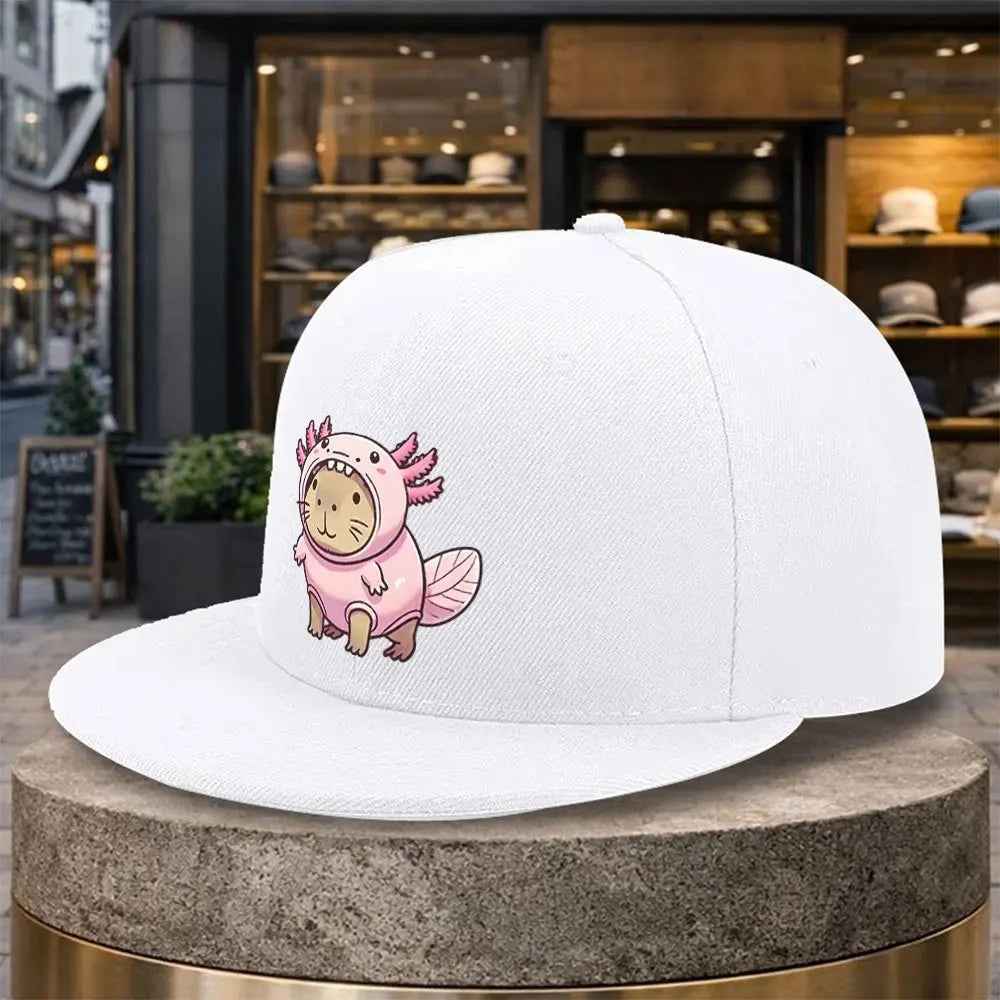 Axolotl Costume Cat Flat Brim Snapback Cap