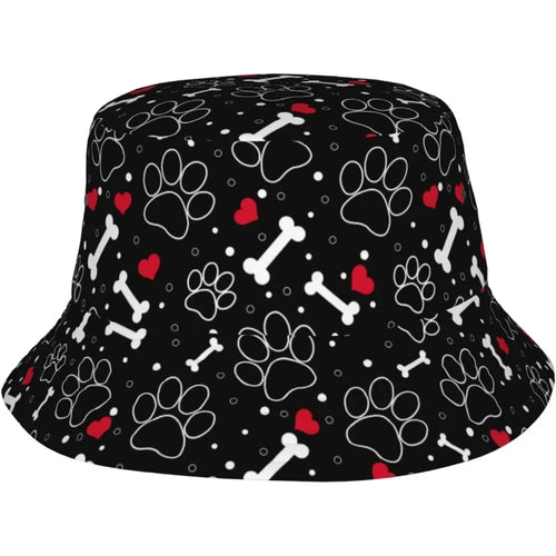 Dog Paw Print Bucket Hat Summer Unisex Outdoor