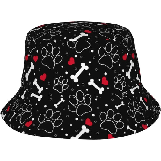 Dog Paw Print Bucket Hat Summer Unisex Outdoor