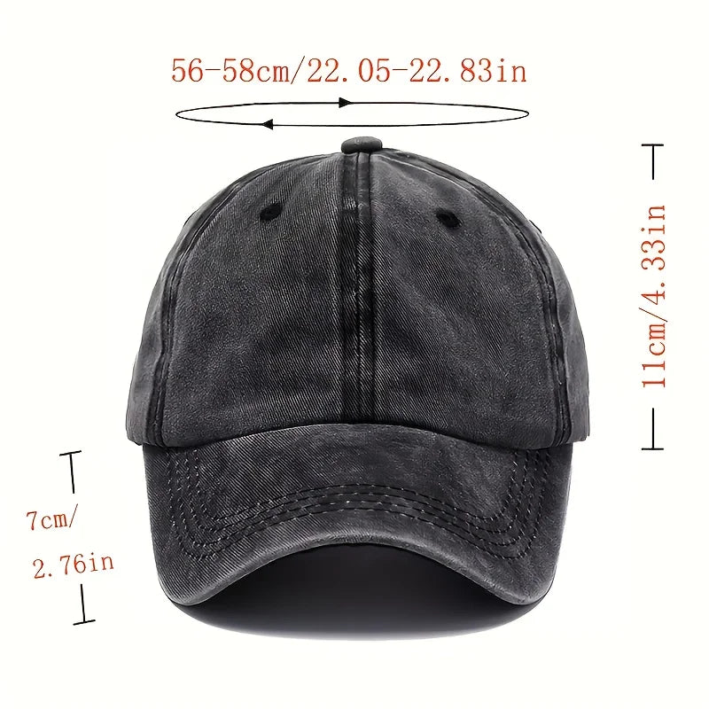 Cute Cat Print Washed Vintage Baseball Cap