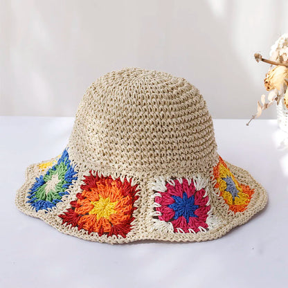 Straw Flower UV Protection Bucket Hat