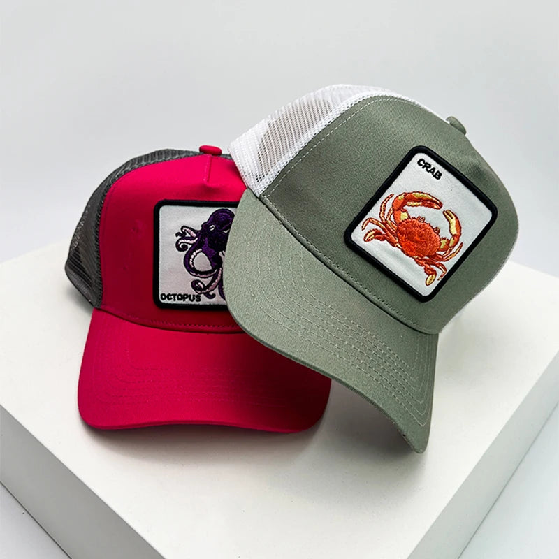 Color Block Cartoon Marine Animal Snapback Cap
