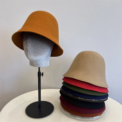 Vintage Elegant Wool Felt Warm Basin Hat