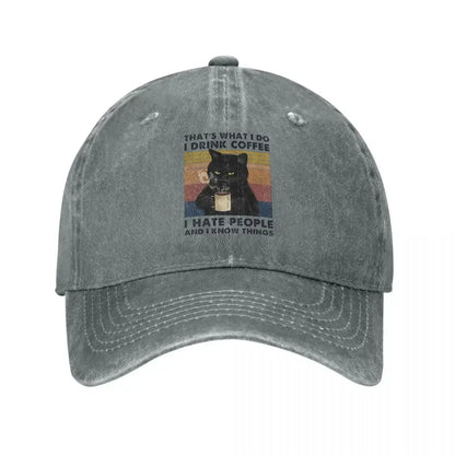 Vintage Wash I Drink Coffee Hate People Baseball Cap
