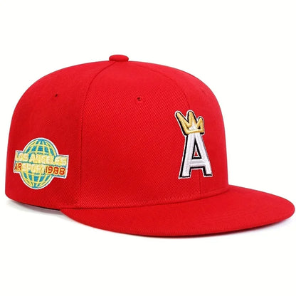 A Letter Crown Embroidery Snapback Cap
