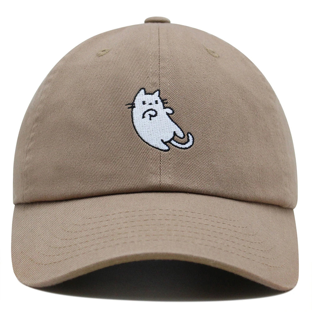 White Cat Kawaii Embroidered Adjustable Baseball Cap