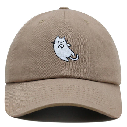 White Cat Kawaii Embroidered Adjustable Baseball Cap