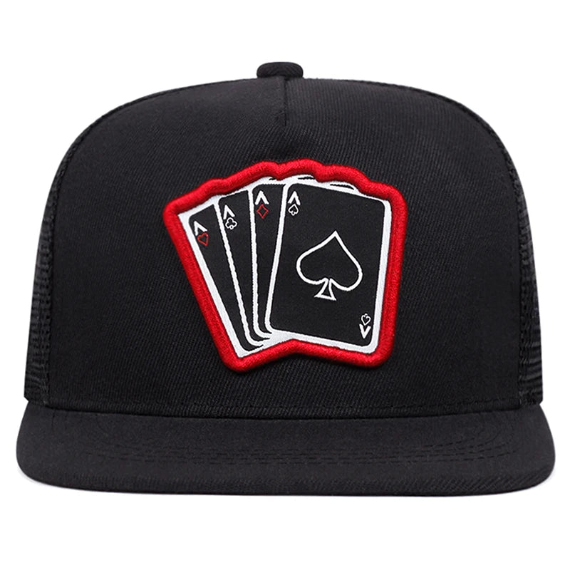 Poker A Four Flat-Brim Mesh Snapback
