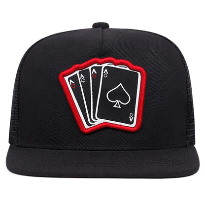 Poker A Four Flat-Brim Mesh Snapback