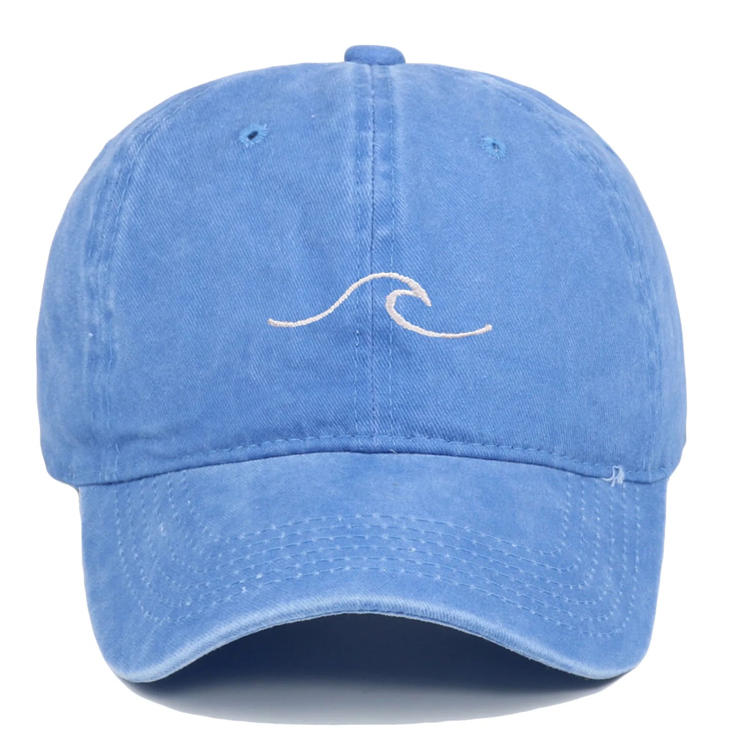 Wave Pattern Embroidered Retro Washed Baseball Cap