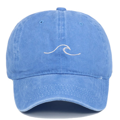 Wave Pattern Embroidered Retro Washed Baseball Cap