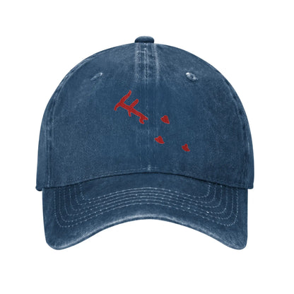 Red Loveheart Washed Denim Trucker Baseball Cap