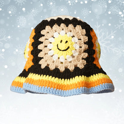 Handmade Smile Crochet Boho Winter Bucket Hat