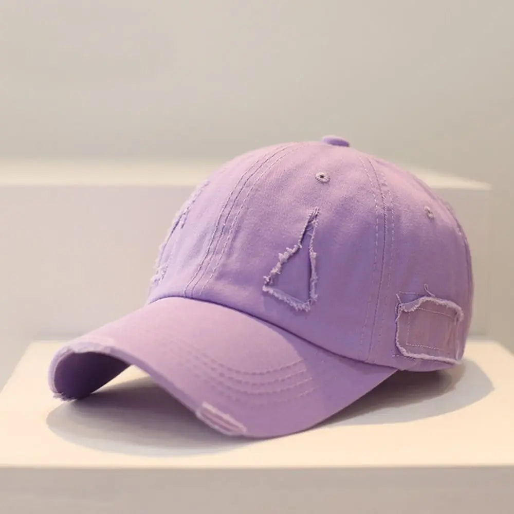 Trendy Worn Hole Letter Streetwear Baseball Cap
