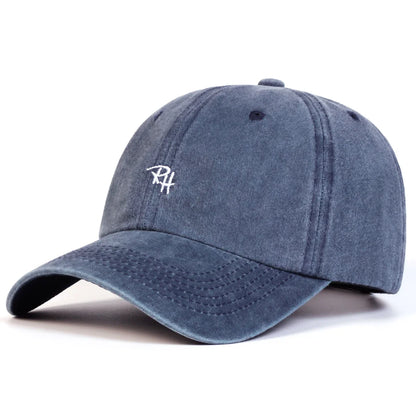 Unisex RH Letter Embroidery Wash Baseball Caps